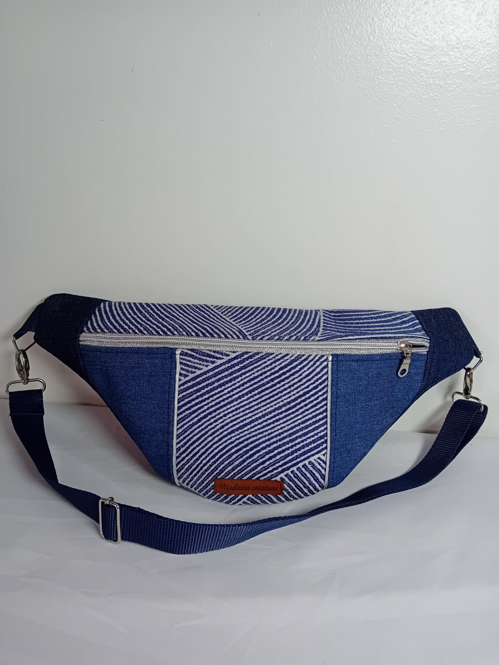 Sac banane jean rayé -  P18B
