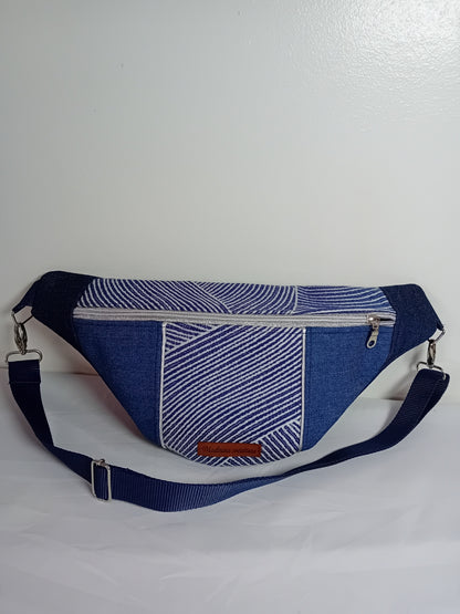 Sac banane jean rayé -  P18B